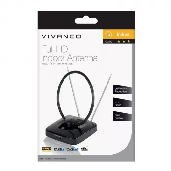 Vivanco VVTV2ANTCIRCLE beltéri antenna DVB-T/T2, DAB/DAB+ és FM-rádióhoz, fekete