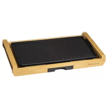Melchioni Bamboo Grill elektromos asztali grill 1800 W barna 37x27 cm tapadásmentes kivehető lap