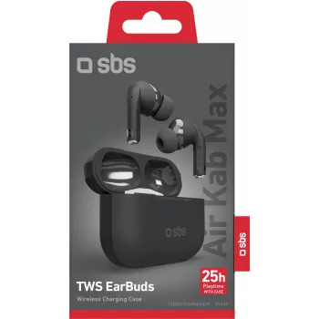 SBS Air Kab Max TWS fülhallgató vezeték nélküli töltőtokkal, fekete (TEEARTWSPMAXBTK)