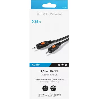 Vivanco audiokábel 3,5 mm-ről 3,5 mm-re 0,75 m (VVAJACK07MMK)