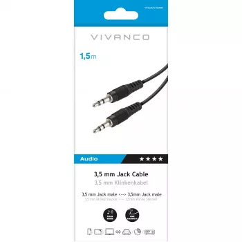 Vivanco audiokábel 3,5 mm-ről 3,5 mm-re 1,5 m (VVAJACK15MMK)