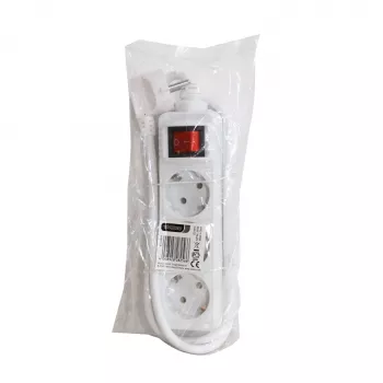 Vivanco VVELSTR3SCHSWWP 3-Way Schuko Power Strip with Switch, 1.5 m Cable, White