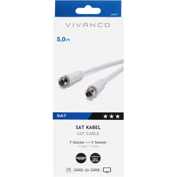 Vivanco SAT F Cable 5 m, white (VVSAT50MMW)