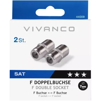 Vivanco F-Type Double Socket Connector, 2 pcs (VVSATADAPTMMF)