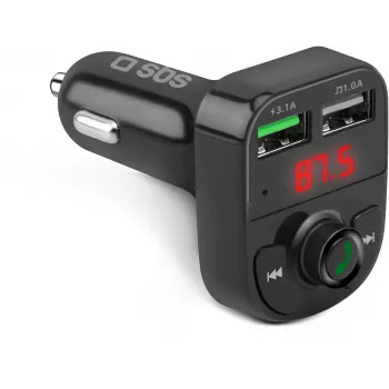 SBS TECARFM2USB Bluetooth FM-transzmitter kihangosító funkcióval és kettős USB-töltéssel