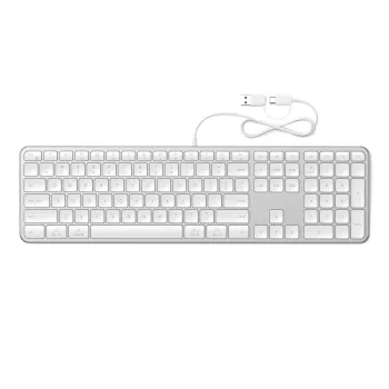 Satechi Slim LX3 Wired Backlit Keyboard with Numeric Keypad, USB-C/USB-A, Mac/Windows Mode Switch, Silver