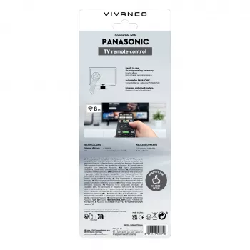 Vivanco VVREMOTEPANA univerzális távirányító Panasonic TV-hez – előprogramozott, IR, fekete
