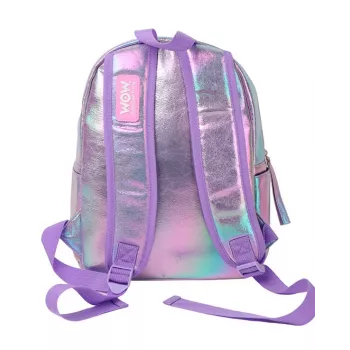 Holo Wow holografikus iskolatáska lányoknak pompommal és állítható pántokkal WOW00048