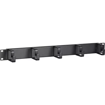 DSIT DS-1904 19 inch 1U rack kábelkezelő panel 5 fém kampóval, fekete