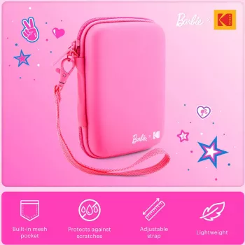 Kodak x Barbie EVA védőtok eltávolítható szíjjal és hálós zsebbel Printomatic és Step Slim készülékhez, rózsaszín (RODBCEPK)