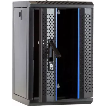 DSIT 9U 10 inch fali szerverrack üveges ajtóval, 312x310x486 mm, fekete