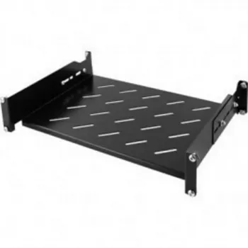 DSIT 19 inch univerzális állítható rackpolc 350–590 mm mélység, 30 kg terhelés, szellőző, fekete