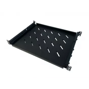 DSIT 19 inch univerzális állítható rackpolc 350–590 mm mélység, 30 kg terhelés, szellőző, fekete
