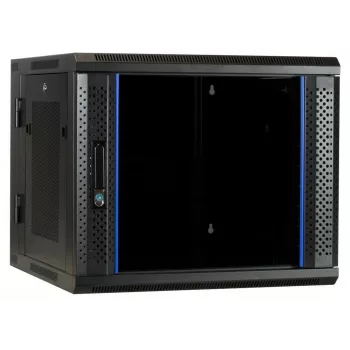 DSIT 6U fali rack ház edzett üvegajtóval, reverzibilis, 600x450 mm, fekete