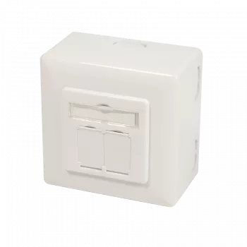 DSIT fali Cat. 6a árnyékolt dupla RJ45 aljzat, elefántcsont