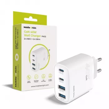 Mobile Origin 40W GaN töltő PW22 2x USB-C + 2x USB-A