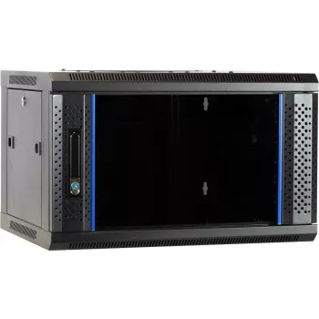 DSIT 6U fali szerverház üvegajtóval, 600 x 450 x 367 mm, fekete, DS6406