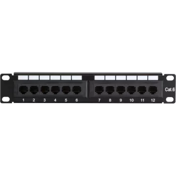 DSIT DS-10Patch6-12UTP 10 inch 12 portos UTP CAT6 patchpanel, 1U rackbe szerelhető, fekete