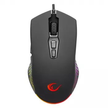 Rampage Spear V2 vezetékes gamer egér 12800 DPI optikai RGB fekete