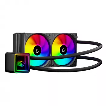 Rampage INFINITE V240 ARGB 240 mm folyadékhűtéses CPU-hűtő hőmérséklet-kijelzővel, fekete