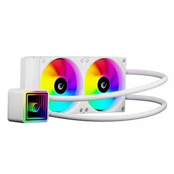 Rampage INFINITE V240 fehér 240 mm ARGB AIO folyadékhűtő CPU-hűtő hőmérséklet-kijelzővel