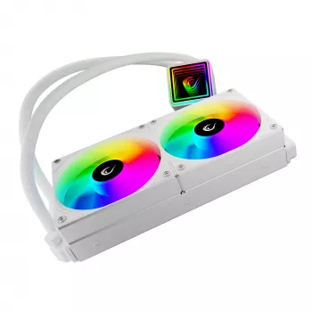 Rampage INFINITE V240 fehér 240 mm ARGB AIO folyadékhűtő CPU-hűtő hőmérséklet-kijelzővel