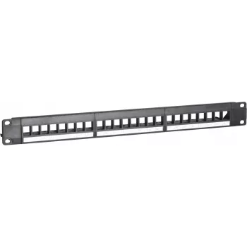 DSIT UTP keystone patch panel, 24 portos üres, 1U 19 inch rack rögzítés, fekete
