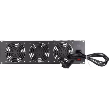 DSIT DS-FAN3FRONT 3U rack rögzítésű ventilátoregység 3 ventilátorral 19 inch rack szekrényekhez, fekete