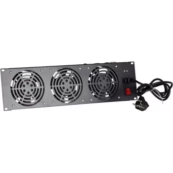 DSIT DS-FAN3FRONT 3U rack rögzítésű ventilátoregység 3 ventilátorral 19 inch rack szekrényekhez, fekete