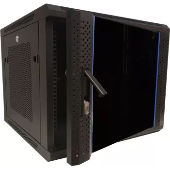 DSIT DS6609ZP 9U 19 inch fali szerverház üveges ajtóval és perforált oldalfalakkal, 600x600x501 mm, fekete