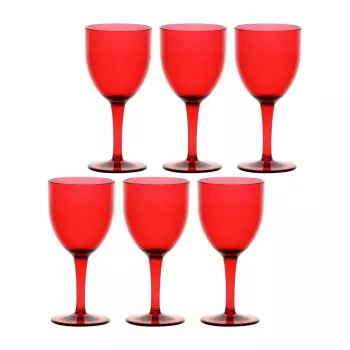 ROSE&TULIPANI FIABA 6 darabos akril borospohár készlet 400 ml, piros