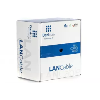DSIT DANICOM DC-UTP6A-100S-DCA CAT6A U/UTP tömör vezetékes kábel, 100 m, LSZH (Dca)
