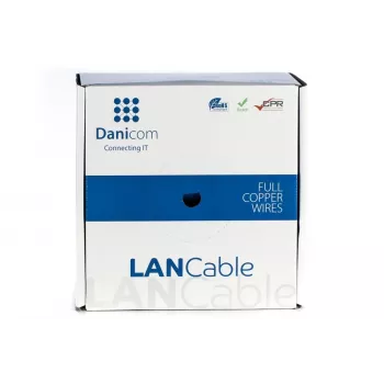 DSIT DANICOM DC-UTP6A-100S-DCA CAT6A U/UTP tömör vezetékes kábel, 100 m, LSZH (Dca)