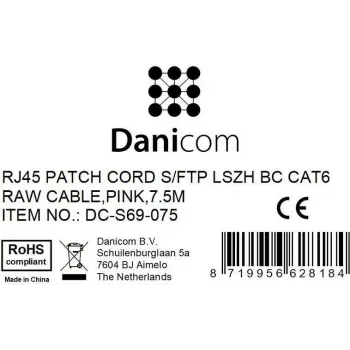 DSIT CAT 6 hálózati kábel LSOH - S/FTP - 7,5 m - rózsaszín