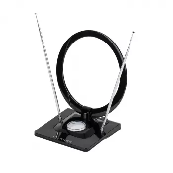 Vivanco VVTVANTSCIRCLE Indoor DVB-T2/DAB+ Flat Panel Antenna with 4G/5G Filter, Black