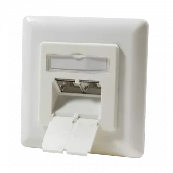 DSIT DC-Wall-In-STP6A-I süllyesztett Cat.6a árnyékolt 2-port RJ45 aljzat, elefántcsont