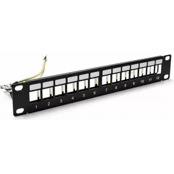 DSIT DS10-Patch-12STP 10 inch STP keystone patchpanel, 12 port, árnyékolt, 1U, fekete
