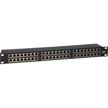 DS-IT CAT6 FTP 48 portos 19 inch 2U árnyékolt patchpanel, fekete