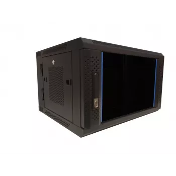 DSIT DS6606ZP-DOUBLE 6U Swiveling Wall-Mount Network Cabinet with Glass Door, 600x450x370 mm, Black