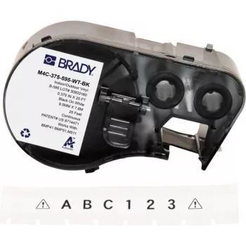 BRADY BMP41/BMP51/BMP53/M511 címketekercs, PermaSleeve poliolefin zsugorcső, 38,1 mm x 2,44 m, fehér fekete felirattal, 3:1 zsugorodási arány, B-427