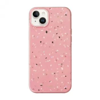 UNIQ Coehl Terrazzo tok iPhone 14 Plus / 15 Plus készülékhez, korallrózsaszín