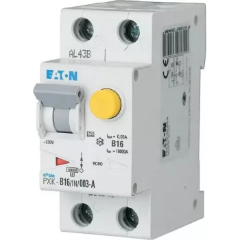 Eaton PXK-B16/1N/003-F RCBO kombinált kapcsoló, B16 1P+N 30mA A típus, 230V, 6kA, 2TE