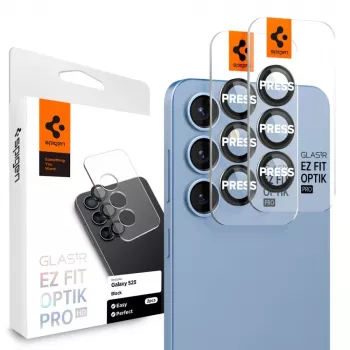 Spigen Optik Pro Glas.tR EZ Fit kameravédő 2 darabos csomag Samsung Galaxy S25-höz - fekete