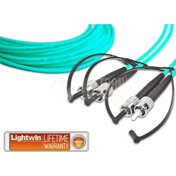 Lightwin LDP-50 ST-ST 3.0 OM3 duplex multimód optikai patch kábel, ST-ST, OM3, 3 m, aqua