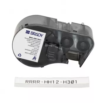 Brady M4C-250-7641 önlamináló vinil kábeljelölő BMP51/BMP53 készülékhez, 38,1 mm x 19,05 mm, fehér/átlátszó, 6,4 m tekercs
