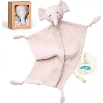 Momcozy pamut plüssjáték elefánt babáknak, rózsaszín