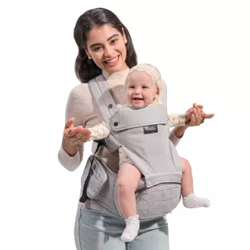 Momcozy Air Mesh babahordozó csípőüléssel, szürke