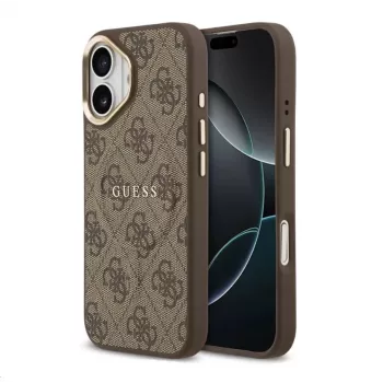 Guess Apple iPhone 17 PU bőr 4G aranykeret MagSafe tok barna