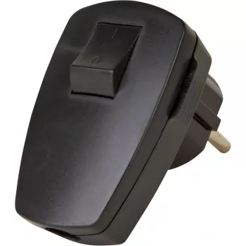 Kopp műanyag biztonsági dugó billenőkapcsolóval, fekete, 16 A, 250 V, 3 x 1,5 mm²