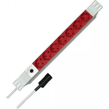 Kopp 19 inch 7 foglalatos alumínium PDU elosztó IEC C14 bemenettel, 1U rack szerelés, 16 A, Schuko dugaszolóaljzatok